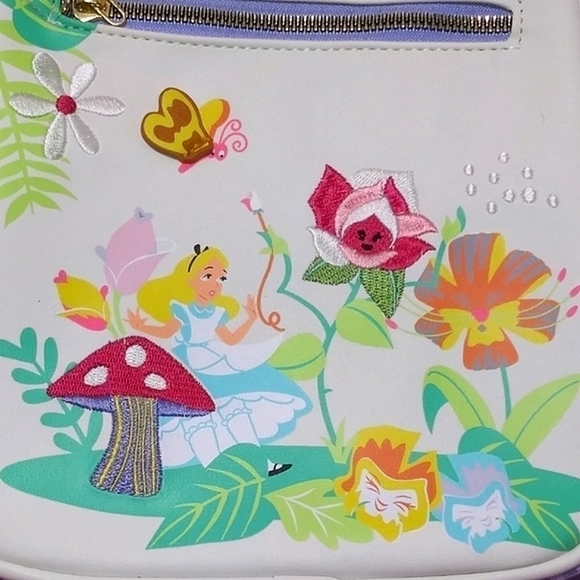 Disney Her Universe Alice In Wonderland Gingham BACKPACK Bag Embroidered NWT - Picture 3 of 11